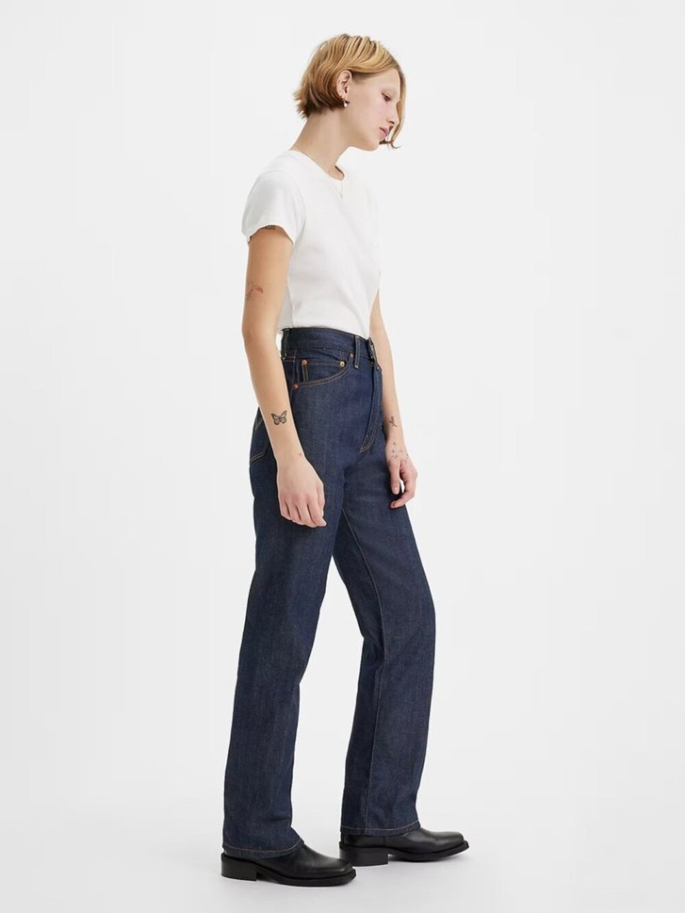 Levi's Vintage Clothing 1950s 701 Jeans High Rise Straight Selvedge Dark Indigo - Picture 3 of 16